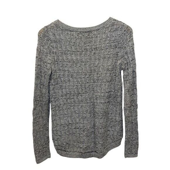 Loft Womens Crew Neck Open Knit Long Sleeve High Low Sweater Gray Size XS - Picture 3 of 8